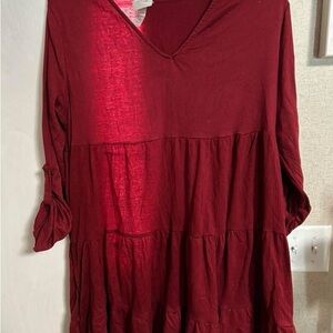 Knox Rose Burgundy V-Neck Tunic